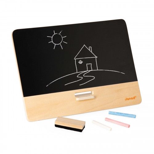 Tableau à poser en bois FSC, ardoise, pliable, écrire et dessiner, avec accessoires, pour enfant dès 3 ans JANOD