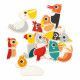 Lot 24 magnets oiseaux en bois FSC, jeu de mix & match, aimants pour tableau enfant dès 2 ans JANOD