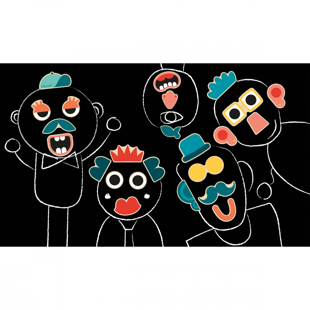 Puzzle Magnétique Visage Pour Enfant - Jeu éducatif STEM, 12 Cartes, 8 Stylos, Planche à Dessin - 3 à 6 Ans