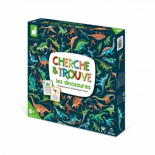 Jeu de Cherche et Trouve sur le thème des dinosaures, jeu de société éducatif pour enfant dès 8 ans JANOD