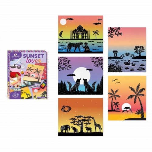 Coffret loisir créatif SUNSET LOVER, kit créatif peinture et pochoirs avec instructions Hachette x JANOD