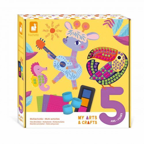 Loisir créatif pour enfant dès 5 ans, multi activités mosaïques, encre, tampons kit créatif maternelle Hachette x JANOD