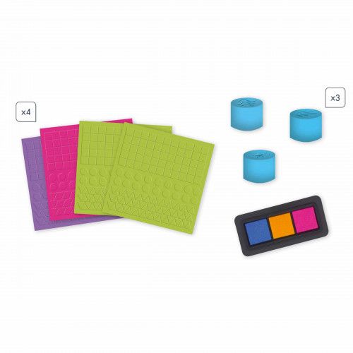 Loisir créatif pour enfant dès 5 ans, multi activités mosaïques, encre, tampons kit créatif maternelle Hachette x JANOD