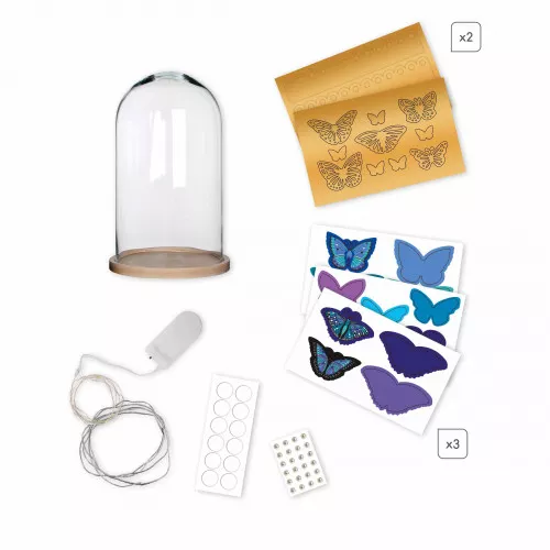 Loisir créatif pour enfant dès 8 ans, cloche lumineuse papillons, kit créatif Les Ateliers Déco Hachette x JANOD