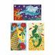 Loisir créatif pour enfant dès 6 ans, activité sequins, thème dragons, kit créatif Les Ateliers du Calme Hachette x JANOD