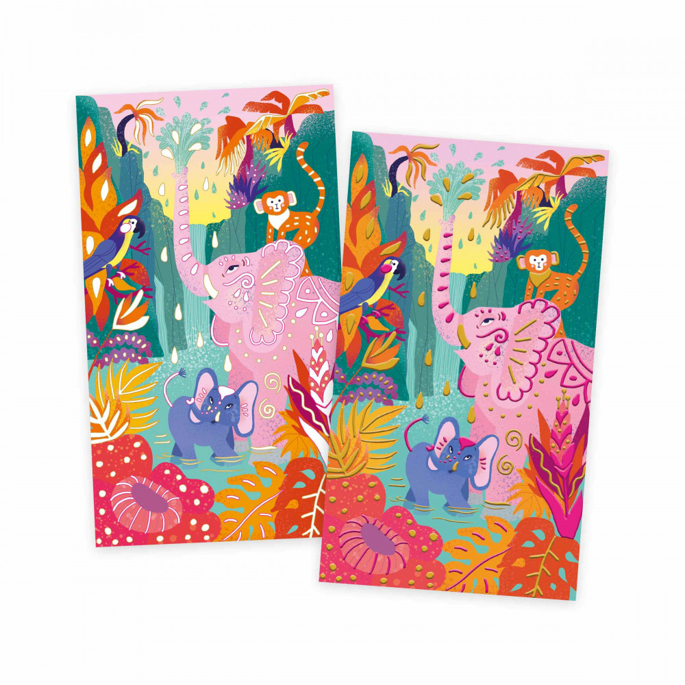 Kit Tampons Doigts Panda Et Ses Amis - Janod - Activité Créative Dès 3 Ans - 5 Tableaux, Encre Non Toxique