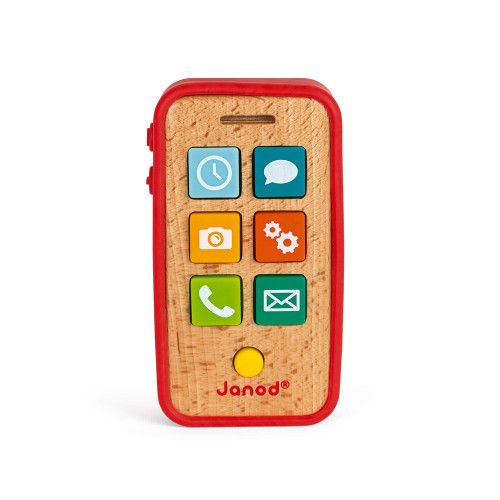 Téléphone portable en bois personnalisable pour enfants à partir de 3 ans.