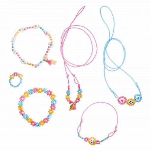 Loisir créatif enfant dès 6 ans, activité bijoux, 6 bijoux fleurs en perles, kit créatif Les Ateliers Bijoux Hachette x JANOD