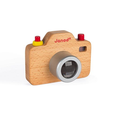 Appareil Photo Sonore en bois et silicone, imitation, éveil sonore musical, caméra, orange, pour enfant dès 18 mois JANOD