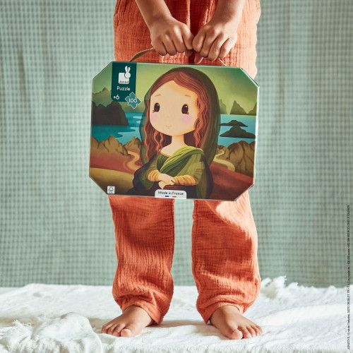 Puzzle enfant inspiré de De Vinci, puzzle 100 pièces made in France, puzzle la Joconde, carton FSC, pour enfant dès 6 ans JANOD