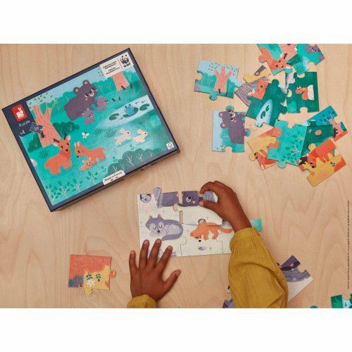 Puzzle enfant carton, puzzle panoramique 4 saisons, nature animaux, puzzle 36 pièces FSC, pour enfant dès 4 ans JANOD et WWF
