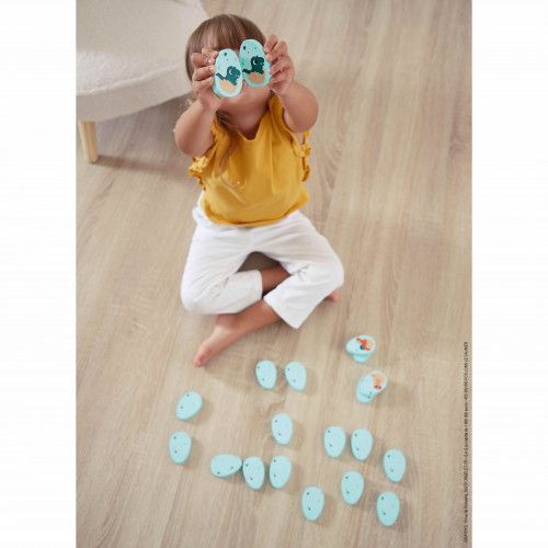Jeu de mémo en bois, jeu dinosaures bébé, jeu de mémoire dino, jeu de société pour enfant dès 2 ans JANOD