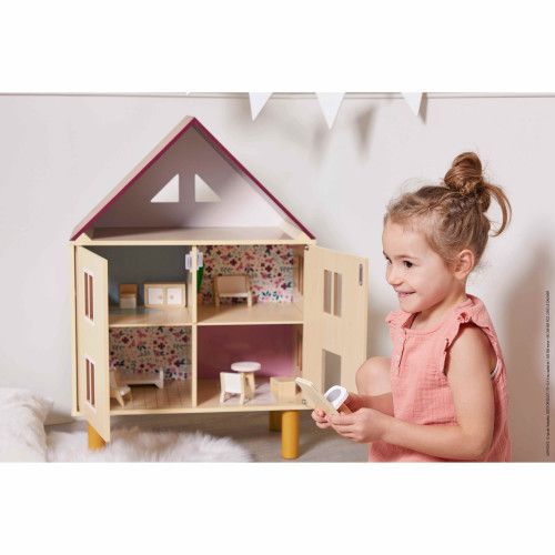 Maison de poupée en bois, maison de poupées Twist, 11 accessoires, magnétique, pour enfant dès 3 ans JANOD