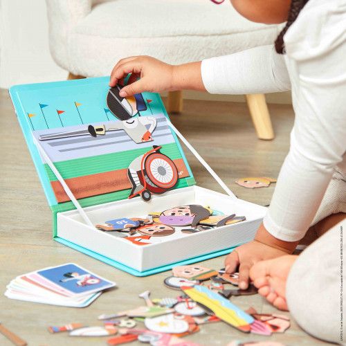 Magnéti'book JANOD, coffret aimanté sur le thème Sports avec 48 magnets, jeu magnétique éducatif pour enfant à partir de 3 ans