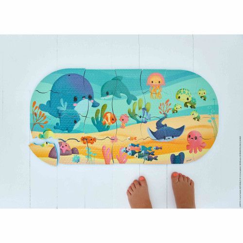 Puzzle bébé, puzzle pour le bain, 28 pièces animaux et sac de rangement, jouet de bain pour enfant à partir de 3 ans JANOD