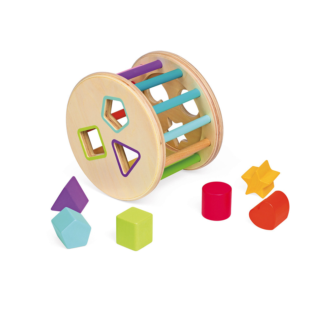 I Wood Shape Sorter Drum (wood) Shapes & Colours Janod J05336