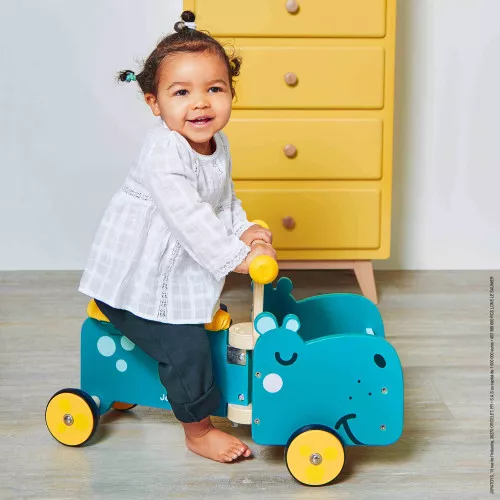 Porteur Hippo - Janod - Jouets 1er âge en Bois. De 1 à 3 ans