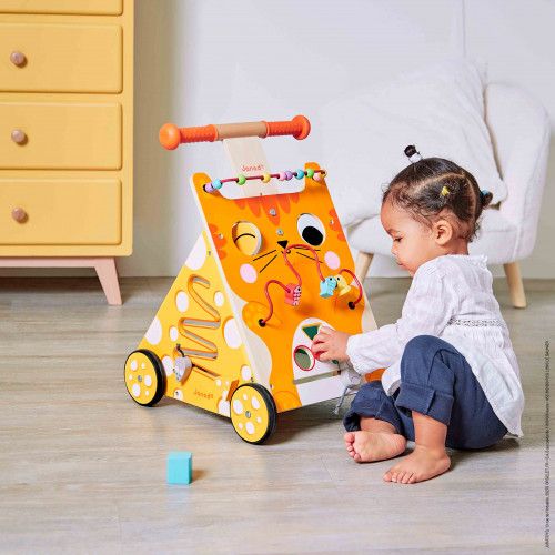 Chariot Multi-Activités Chat en bois éveil marche enfant à partir de 1 an