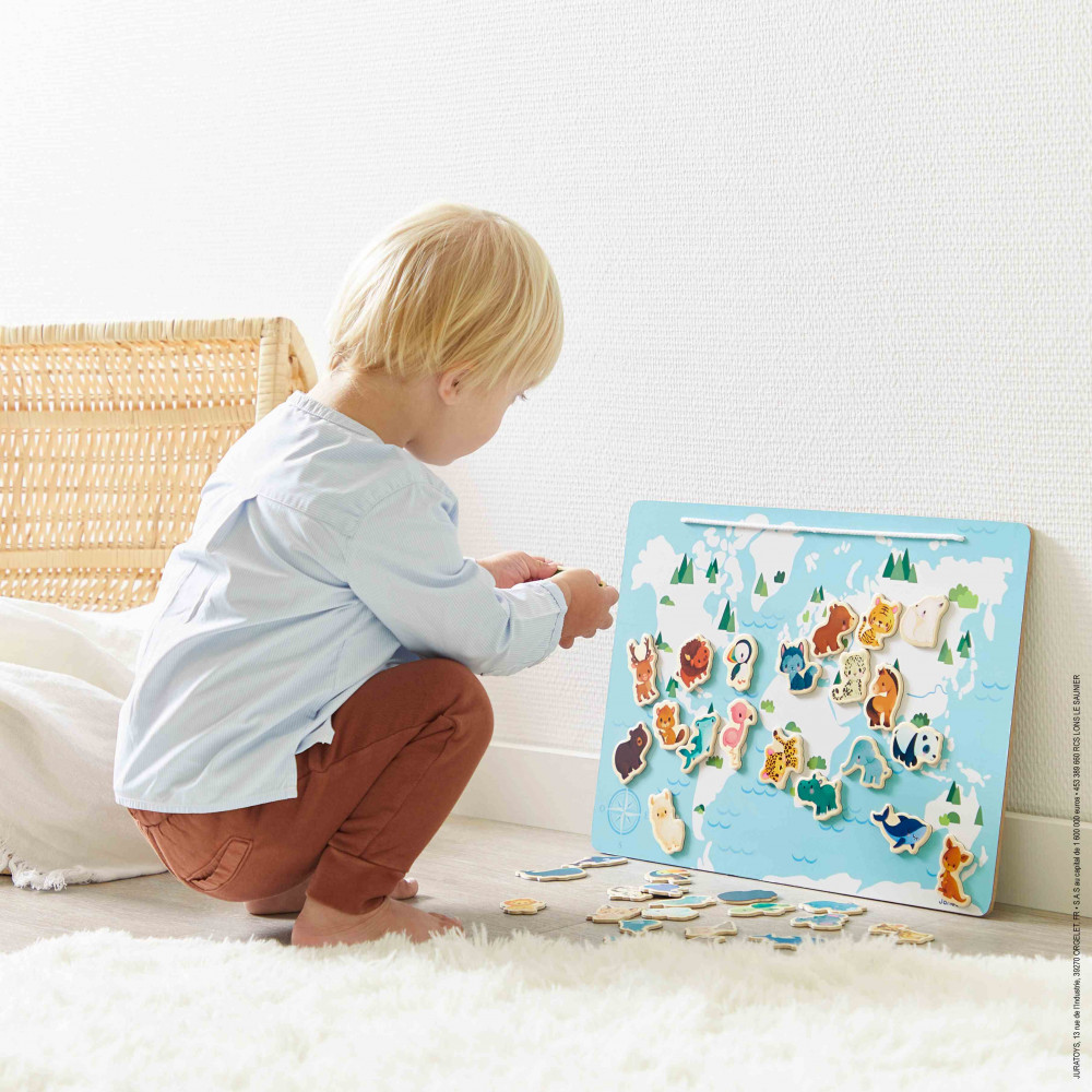 CLEMENTONI Il Mio Primo Puzzle Magnetico Del Mondo: Planisfero Interattivo Con Animali E Monumenti, Gioco Educativo 4+ Anni