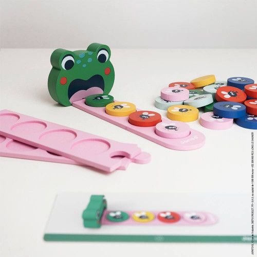 Jeu éducatif en bois, algorithme et suite logique, grenouille, jeu pédagogique maternelle pour enfant dès 3 ans JANOD