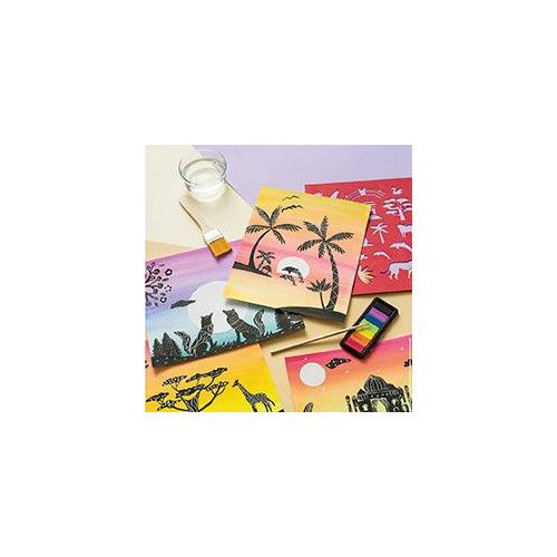 Coffret loisir créatif SUNSET LOVER, kit créatif peinture et pochoirs avec instructions Hachette x JANOD