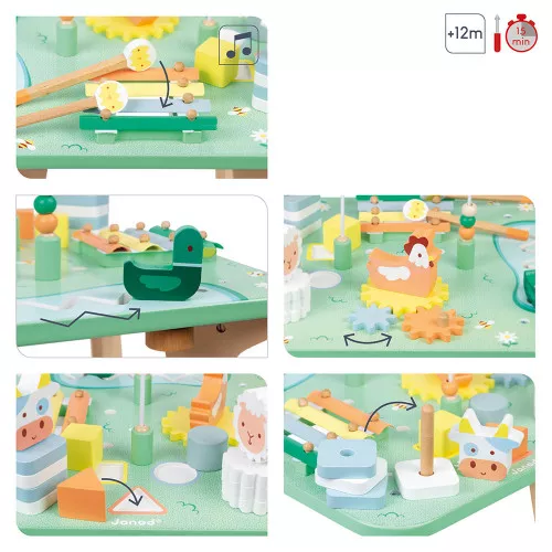 Table d'Activités Jolie Prairie - Jouet d'Eveil en Bois - JANOD - 12 mois -  Vert - Cdiscount Jeux - Jouets