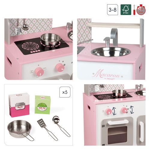 Cuisine en bois jouet pour enfant - Jeu d'imitation dinette J06567- Janod