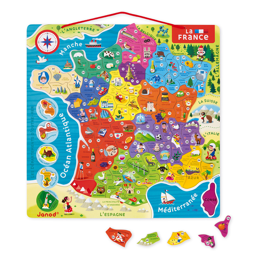 Puzzle magnétique France - Puzzle JANOD de 93 pièces pour