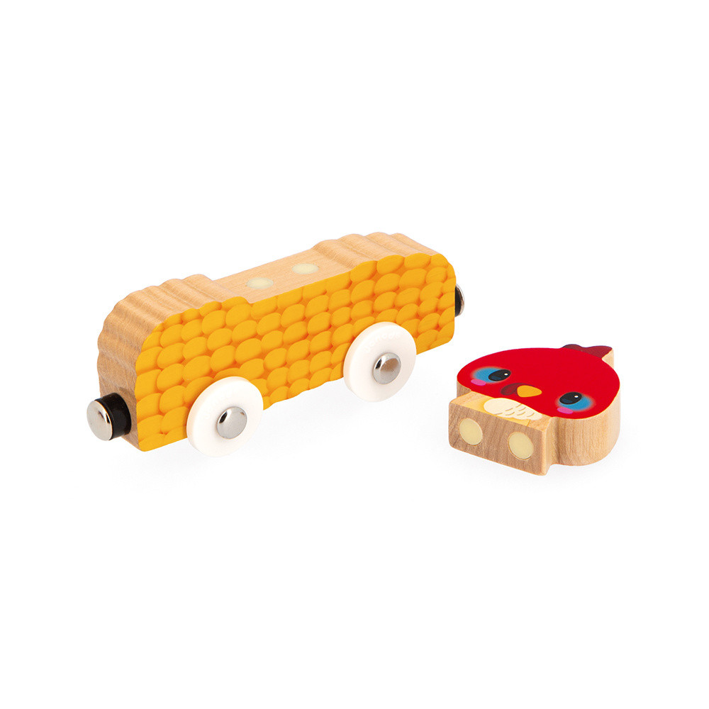 Janod - Juego de 24 Imanes Tropicales Tropik - Juguete de Estímulo de Madera - Juguete Magnético - Imaginación y Habilidades Motoras Finas - Certificado FSC - A Partir de 2 Años, J08274