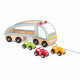Camion multi bolides en bois, véhicule, voitures, jouet à tirer, à promener, pour enfant à partir de 2 ans JANOD