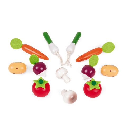 Cagette de 12 légumes en bois, imitation, cuisine, dinette, marchande, aliments, pour enfant à partir de 3 ans JANOD