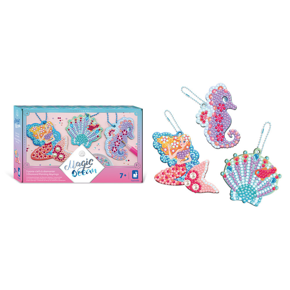 Janod Magic Ocean – Kit De 3 Llaveros Con Strass Para Niñas Y Niños, Manualidad Creativa Fácil Y Divertida, Ideal Para Regalar Y Desarrollar La Motricidad Fina A Partir De 7 Años