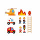 Caserne de Pompiers en bois, garage, figurines, imagination enfant à partir de 3 ans JANOD