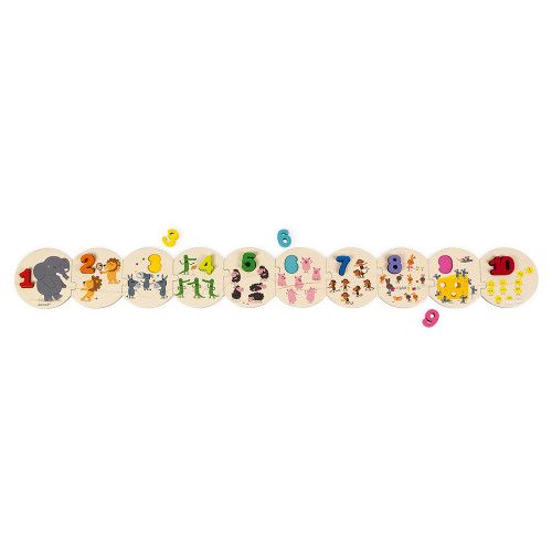 Puzzle J'apprends à compter en bois et carton, chiffres, nombres, éducatif, motricité, pour enfant à partir de 3 ans JANOD