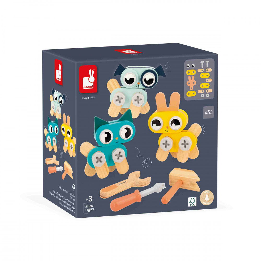 Jeu Construction Animaux Janod Brico'Kids - 53 Pièces Dès 3 Ans