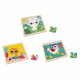 Lot 3 puzzles Trio en bois bébé, puzzles 9 pièces animaux, FSC, motricité bébé enfant dès 18 mois JANOD