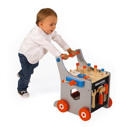 childs wooden trolley with bricks