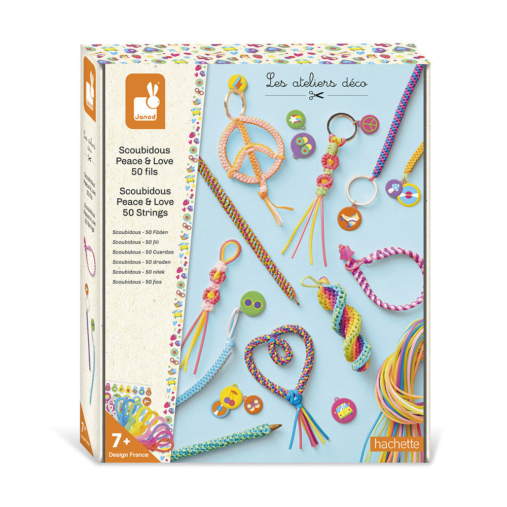 Janod 10 Anelli di Perle da Creare, Gli Atelier dei Gioielli, Creazione di Anelli Fai-da-Te, Kit Creativo per Bambini, Apprendimento della Motricità Fina e della Concentrazione, da 7 Anni, J09125