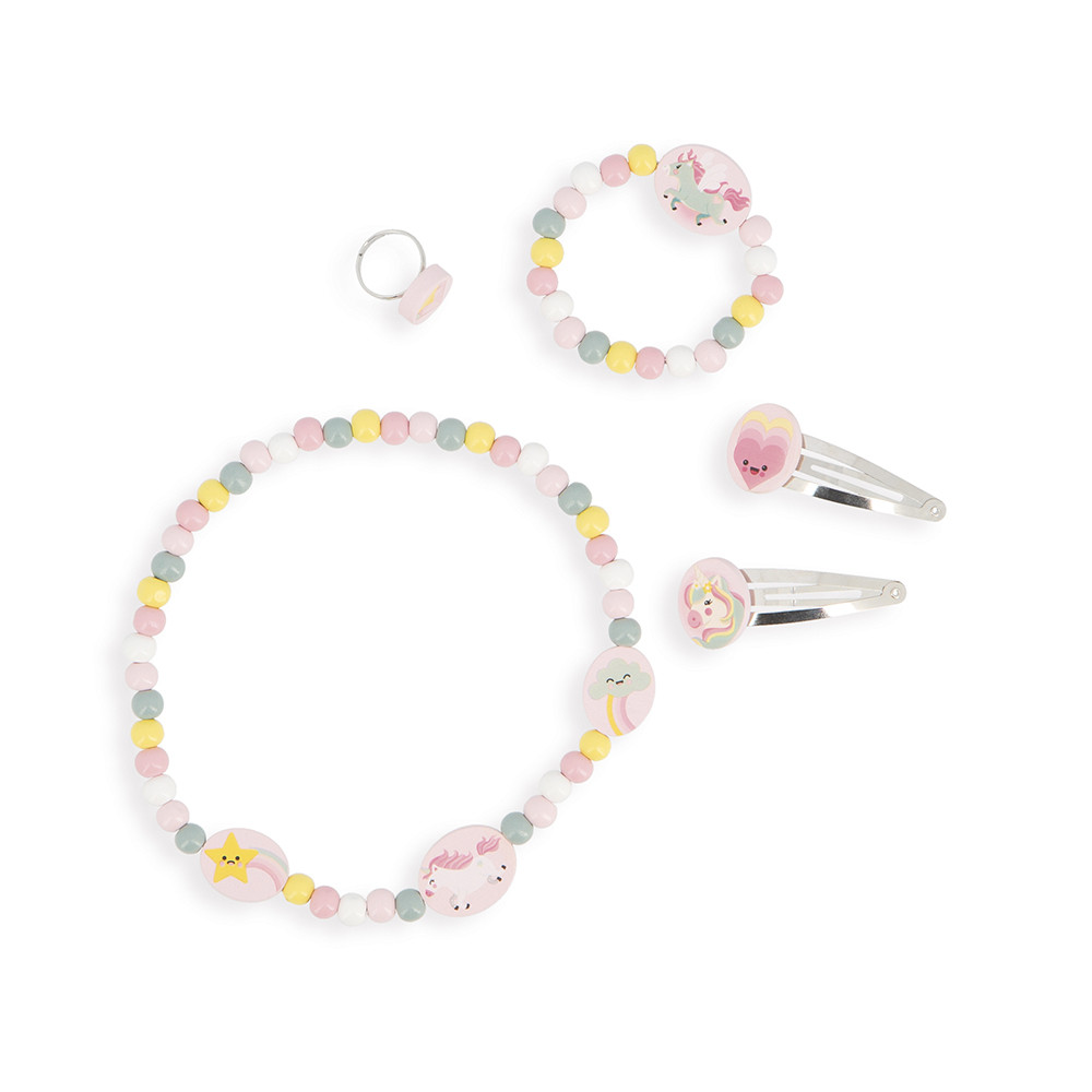 Einhorn Schmuckset – Halskette, Armband, Ohrringe & Ring Mit Regenbogen-Kristallen