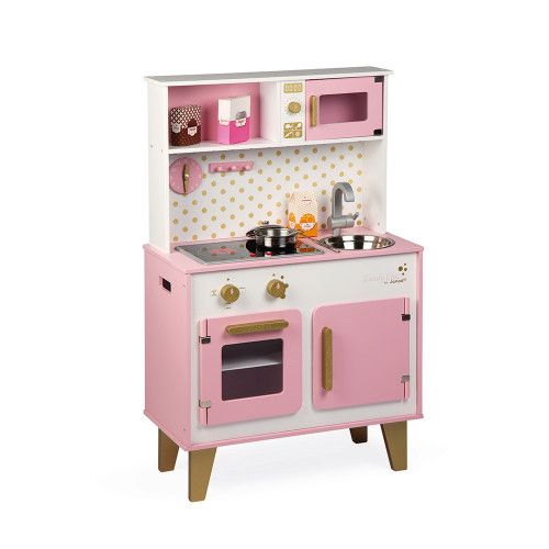 Grande Cuisine Candy Chic en bois sonore et lumineuse rose 6 accessoires enfant à partir de 3 ans