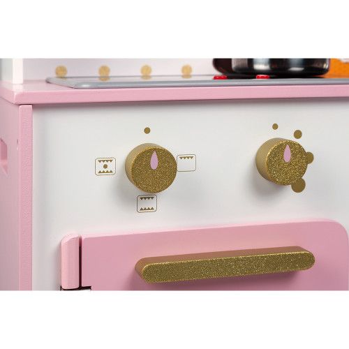 Grande Cuisine Candy Chic en bois sonore et lumineuse rose 6 accessoires enfant à partir de 3 ans