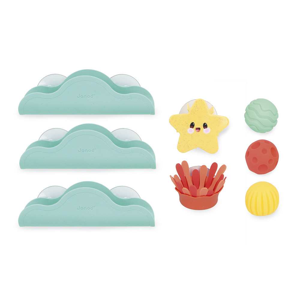 Janod Tacti' Basket – Jeu De Bain Avec 3 Balles Sensorielles Et Ventouses Pour Enfant Dès 1 An
