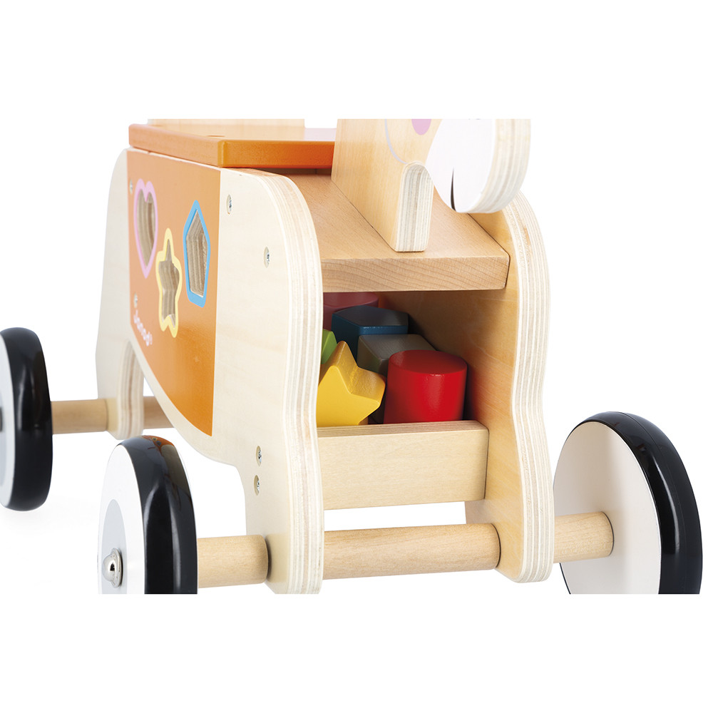 Tricycle En Bois Janod Happy Garden – Personnalisable Avec Stickers, Assise 23 Cm, Roues Silencieuses, Dès 12 Mois – FSC, Silicone