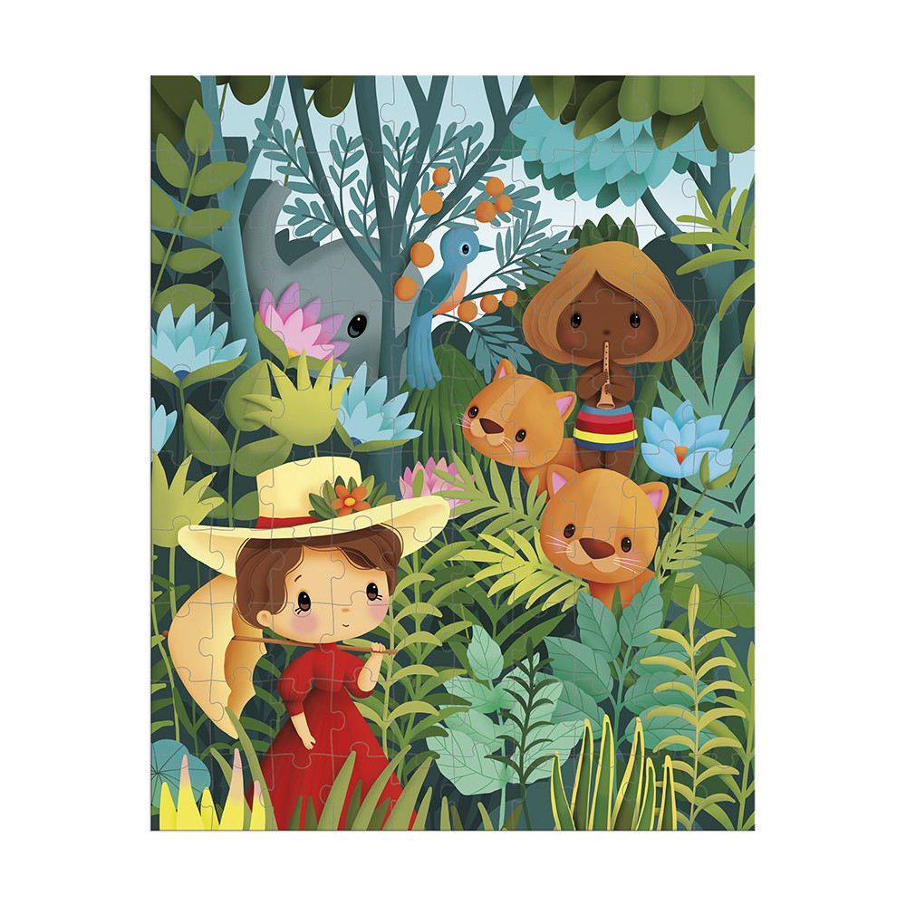 JANOD- Gustav Inspiré de Klimt-Puzzle 100 Pieces Enfant-Jeu Éducatif-Développe la Patience et la Dextérité-Certifié FSC-Encre Végétale-Dès 6 Ans, J02577, Multicolore