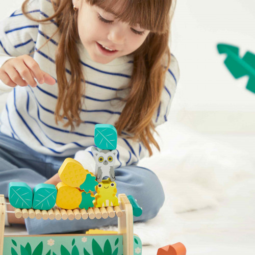 Jouet d'éveil en bois pour enfant dès 2 ans, jeu d'équilibre pour bébé, 15 pièces, animaux, Tropik de JANOD