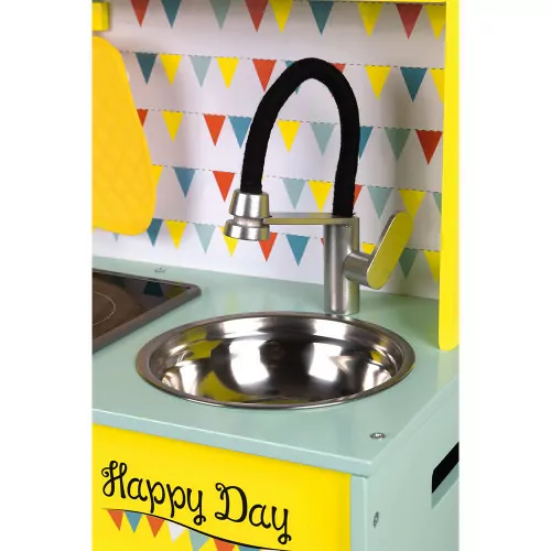 Grande Cuisine Happy Day en bois sonore lumineuse 7 accessoires enfant à partir de 3 ans