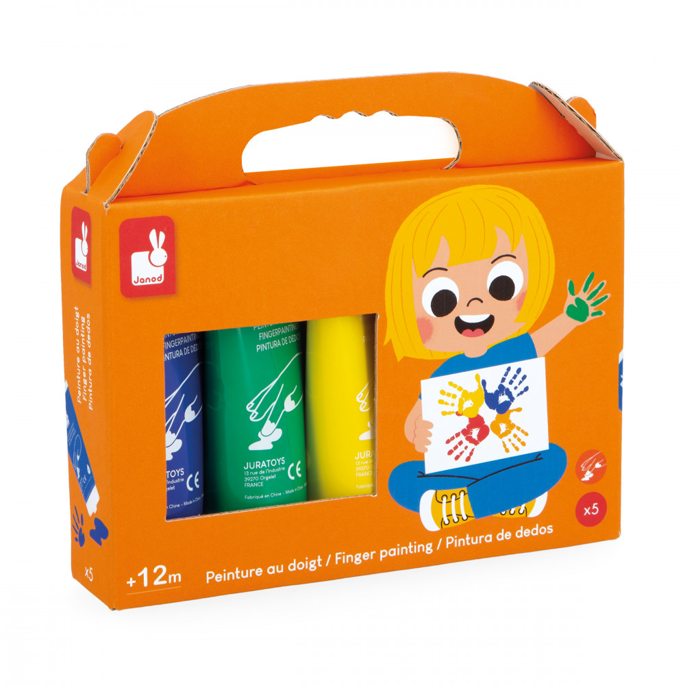 Pintura De Dedos Para Niños – 12 Colores Lavables De 60 Ml, Set No Tóxico Con Libro Para Colorear