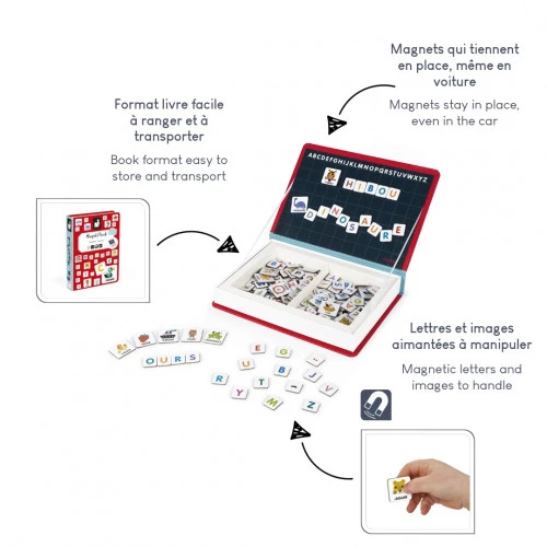 Magnéti'book alphabet français magnétique en carton 142 magnets lettres pour enfant à partir de 3 ans