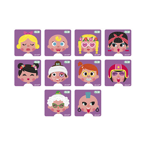 Magnéti'book Crazy Faces fille, 55 magnets, magnétique, personnages, visages, pour enfant à partir de 3 ans JANOD