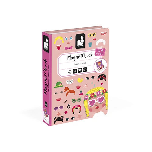 Magnéti'book Crazy Faces fille, 55 magnets, magnétique, personnages, visages, pour enfant à partir de 3 ans JANOD